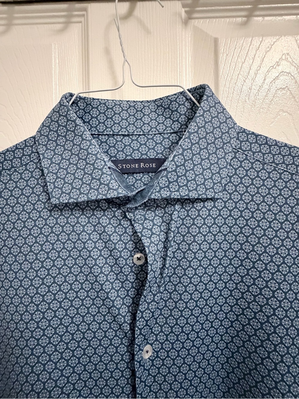 Blue Geometric Stone Rose Dress Shirt